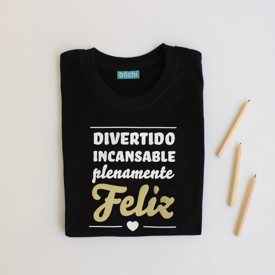 Camiseta Negra Feliz - Infantil