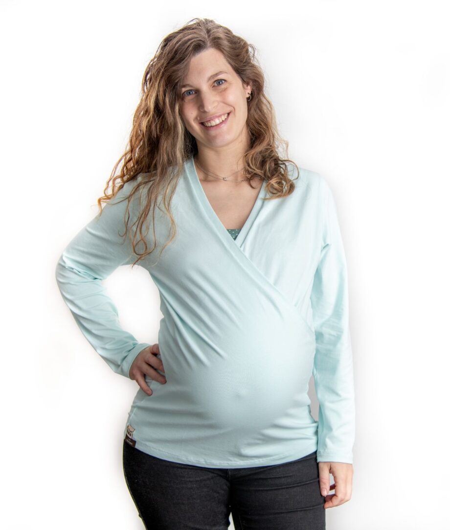 Camiseta lactancia y embarazo turquesa – Manga larga