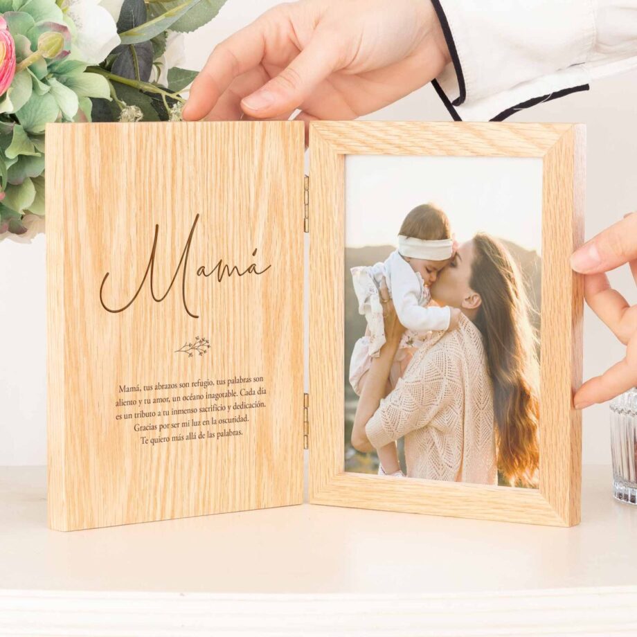 Marco de fotos madera personalizable “FRASE”