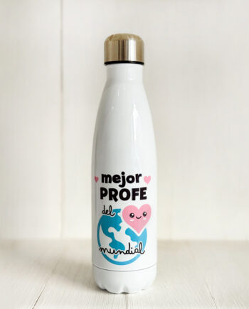 Botella personalizada mejor profe “Mundo”